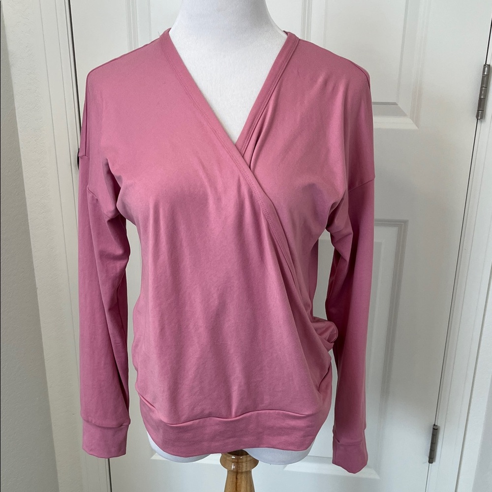 NWT LuLaRoe Rebecca Dusty Rose Cross Front Wrap Blouse Medium 8-10